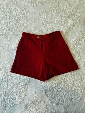 Draper James High-Waist Red Corduroy Shorts